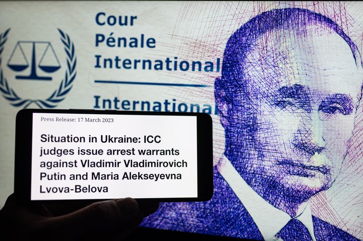 Vladimir Putin arrest warrant seen in a press release from the International Criminal Court in The Hague.