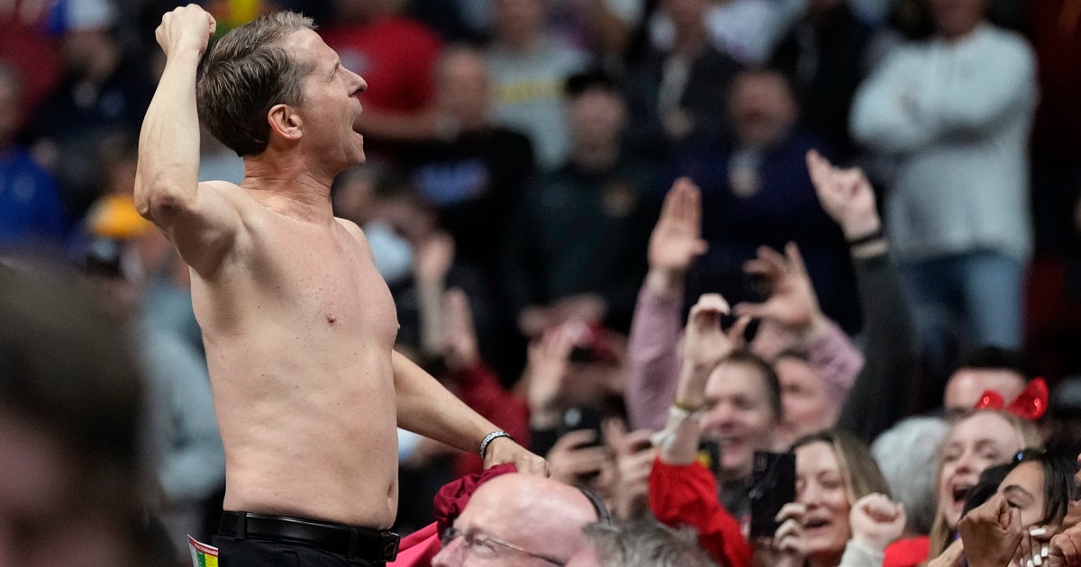 NextImg:Arkansas Coach Rips Off Shirt To Celebrate Victory Over Defending Champ Kansas