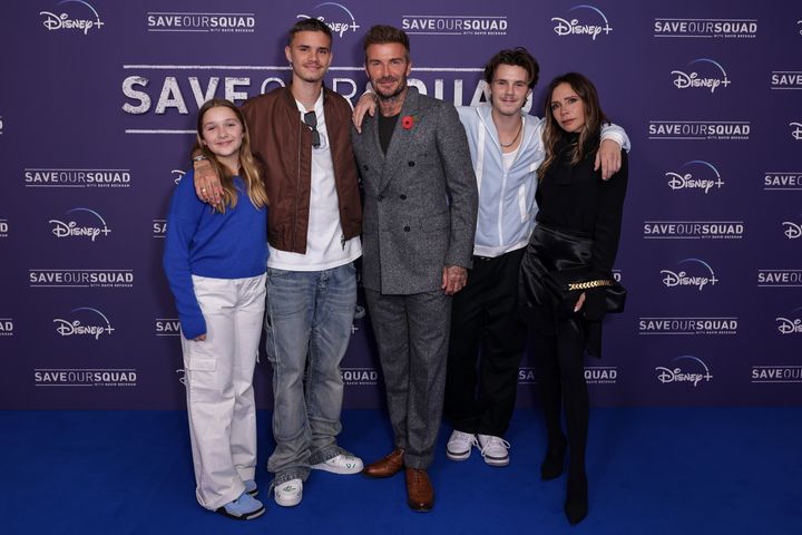The Beckham family – minus eldest son Brooklyn – at the premiere of Save Our Squad With David Beckham