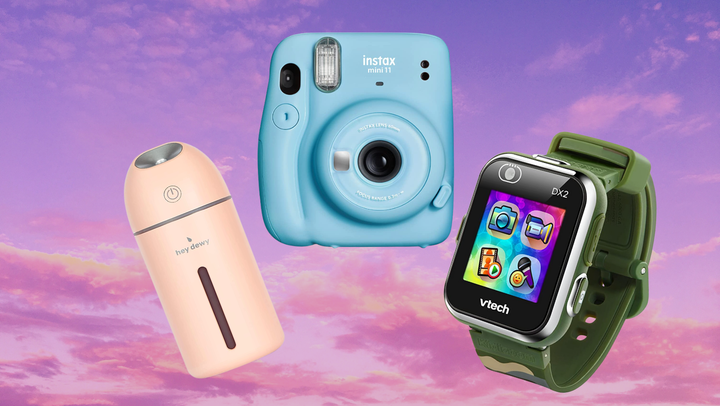 A Hey Dewy humidifier, an instant camera and a smartwatch for kids.