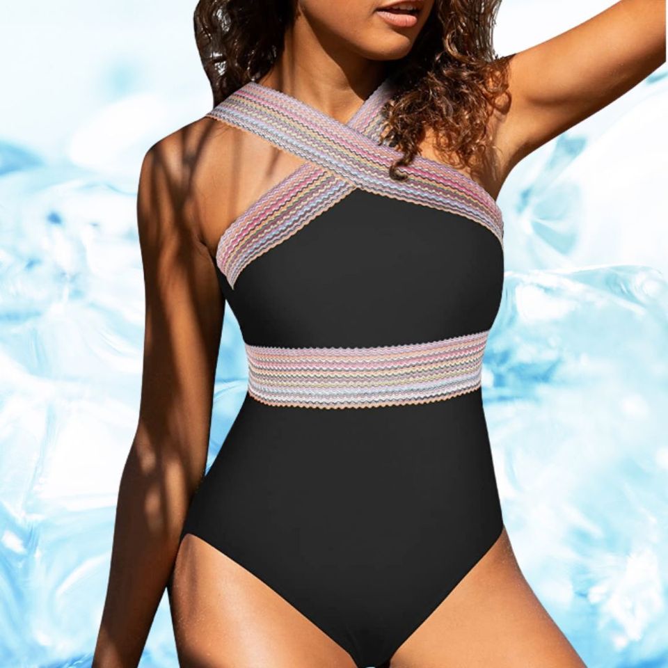 Women's High Neck Halter One Piece Swimsuit Tight Bathing Suits