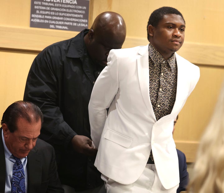 Trayvon Newsome is handcuffed after he was found guilty of first-degree murder of emerging rapper XXXTentacion at the Broward County Courthouse in Fort Lauderdale on Monday, March 20, 2023. (Carline Jean/South Florida Sun-Sentinel via AP, Pool)