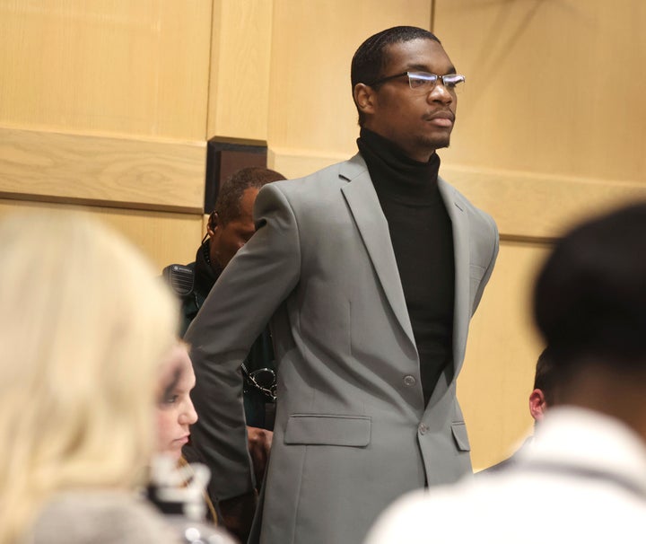 Michael Boatwright is handcuffed after he was found guilty of first-degree murder of emerging rapper XXXTentacion at the Broward County Courthouse in Fort Lauderdale on Monday, March 20, 2023. (Carline Jean/South Florida Sun-Sentinel via AP, Pool)