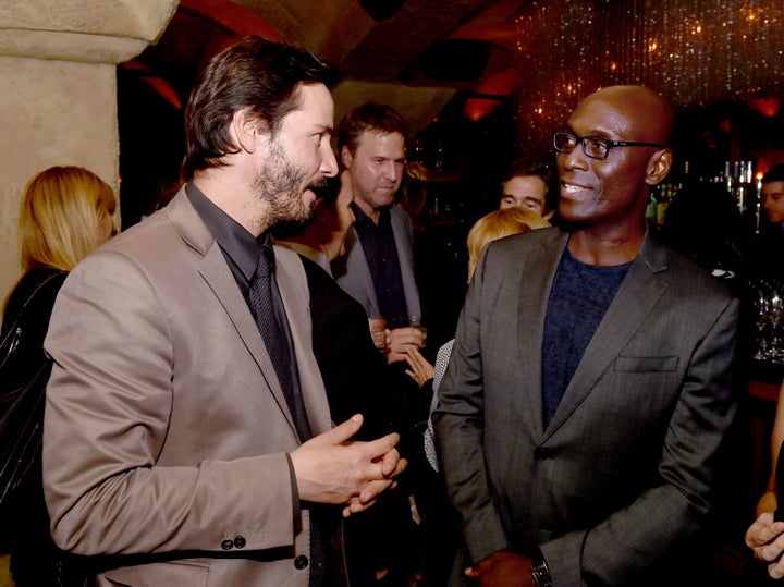 Actors Keanu Reeves and Lance Reddick on Oct. 22, 2014, in Los Angeles.