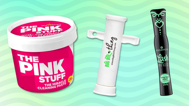 <a href="https://www.amazon.com/Pink-Stuff-Miracle-Purpose-Cleaner/dp/B00DU5SRIY?tag=kristenadaway-20&ascsubtag=6419b550e4b01ea5cd9049a2%2C-1%2C-1%2Cd%2C0%2C0%2Chp-fil-am%3D0%2C0%3A0%2C0%2C0%2C0" target="_blank" role="link" data-amazon-link="true" rel="sponsored" class=" js-entry-link cet-external-link" data-vars-item-name="The Pink Stuff" data-vars-item-type="text" data-vars-unit-name="6419b550e4b01ea5cd9049a2" data-vars-unit-type="buzz_body" data-vars-target-content-id="https://www.amazon.com/Pink-Stuff-Miracle-Purpose-Cleaner/dp/B00DU5SRIY?tag=kristenadaway-20&ascsubtag=6419b550e4b01ea5cd9049a2%2C-1%2C-1%2Cd%2C0%2C0%2Chp-fil-am%3D0%2C0%3A0%2C0%2C0%2C0" data-vars-target-content-type="url" data-vars-type="web_external_link" data-vars-subunit-name="article_body" data-vars-subunit-type="component" data-vars-position-in-subunit="0">The Pink Stuff</a>, <a href="https://www.amazon.com/Bug-Bite-Thing-Suction-Remover/dp/B01576DWQU?tag=kristenadaway-20&ascsubtag=6419b550e4b01ea5cd9049a2%2C-1%2C-1%2Cd%2C0%2C0%2Chp-fil-am%3D0%2C0%3A0%2C0%2C0%2C0" target="_blank" role="link" data-amazon-link="true" rel="sponsored" class=" js-entry-link cet-external-link" data-vars-item-name="Bug Bite Thing" data-vars-item-type="text" data-vars-unit-name="6419b550e4b01ea5cd9049a2" data-vars-unit-type="buzz_body" data-vars-target-content-id="https://www.amazon.com/Bug-Bite-Thing-Suction-Remover/dp/B01576DWQU?tag=kristenadaway-20&ascsubtag=6419b550e4b01ea5cd9049a2%2C-1%2C-1%2Cd%2C0%2C0%2Chp-fil-am%3D0%2C0%3A0%2C0%2C0%2C0" data-vars-target-content-type="url" data-vars-type="web_external_link" data-vars-subunit-name="article_body" data-vars-subunit-type="component" data-vars-position-in-subunit="1">Bug Bite Thing</a> and <a href="https://www.amazon.com/essence-Princess-Effect-Mascara-Cruelty/dp/B00T0C9XRK?tag=kristenadaway-20&ascsubtag=6419b550e4b01ea5cd9049a2%2C-1%2C-1%2Cd%2C0%2C0%2Chp-fil-am%3D0%2C0%3A0%2C0%2C0%2C0" target="_blank" role="link" data-amazon-link="true" rel="sponsored" class=" js-entry-link cet-external-link" data-vars-item-name="Essence Lash Princess mascara" data-vars-item-type="text" data-vars-unit-name="6419b550e4b01ea5cd9049a2" data-vars-unit-type="buzz_body" data-vars-target-content-id="https://www.amazon.com/essence-Princess-Effect-Mascara-Cruelty/dp/B00T0C9XRK?tag=kristenadaway-20&ascsubtag=6419b550e4b01ea5cd9049a2%2C-1%2C-1%2Cd%2C0%2C0%2Chp-fil-am%3D0%2C0%3A0%2C0%2C0%2C0" data-vars-target-content-type="url" data-vars-type="web_external_link" data-vars-subunit-name="article_body" data-vars-subunit-type="component" data-vars-position-in-subunit="2">Essence Lash Princess mascara</a>
