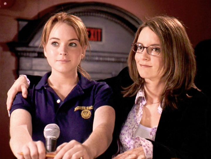 Lindsay Lohan (left) and Tina Fey in 2004's "Mean Girls." 