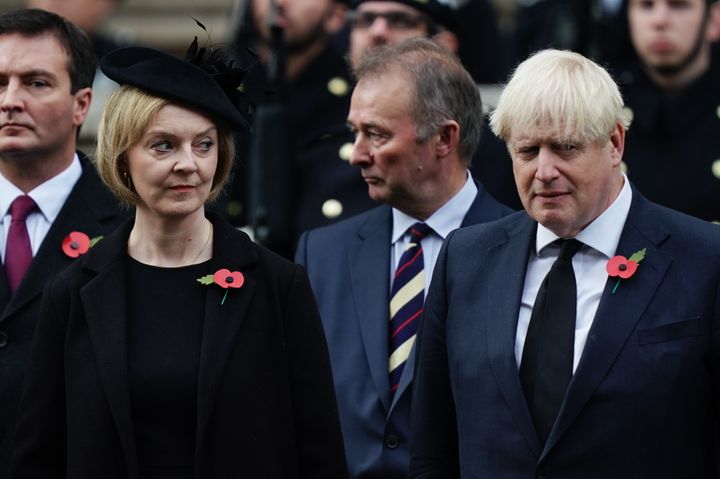 Former prime ministers Liz Truss and Boris Johnson 