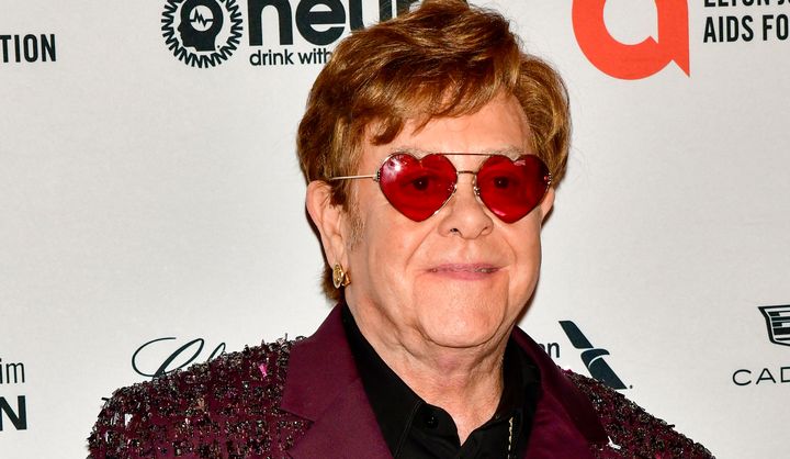Elton John at his Oscars viewing party earlier this month