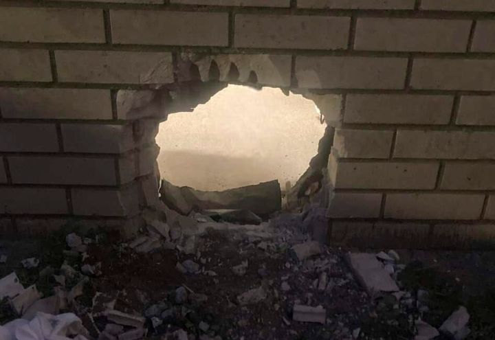 The hole in the wall of the prison cell in Newport News, Virginia.