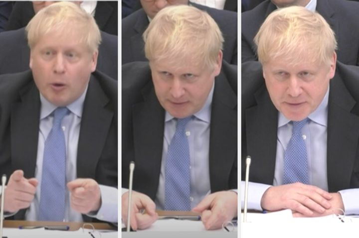 Boris Johnson giving evidence to the parliamentary privileges committee