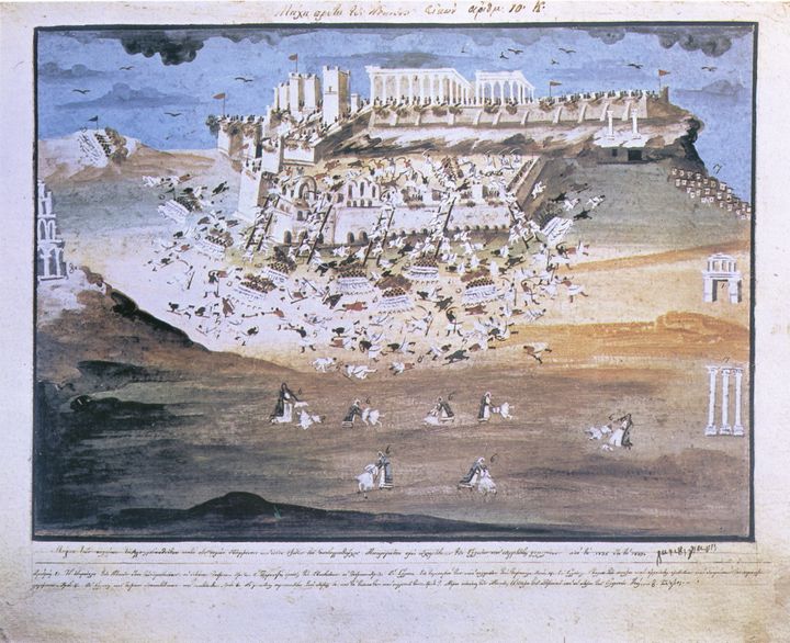 Η πολιορκία της Ακρόπολης από τους Έλληνες, 1821-1822 (Έργο του Παναγιώτη Ζωγράφου)
