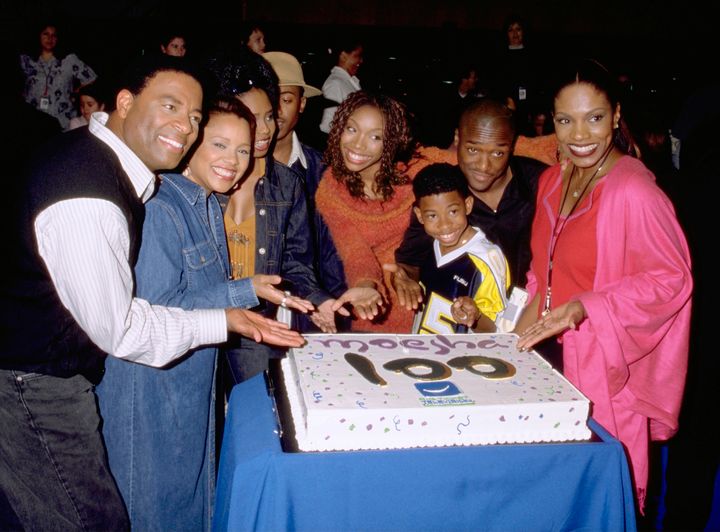 Ralph with her "Moesha" castmates, celebrating their 100th episode in 2001. The show ran on UPN from 1996 to 2001.