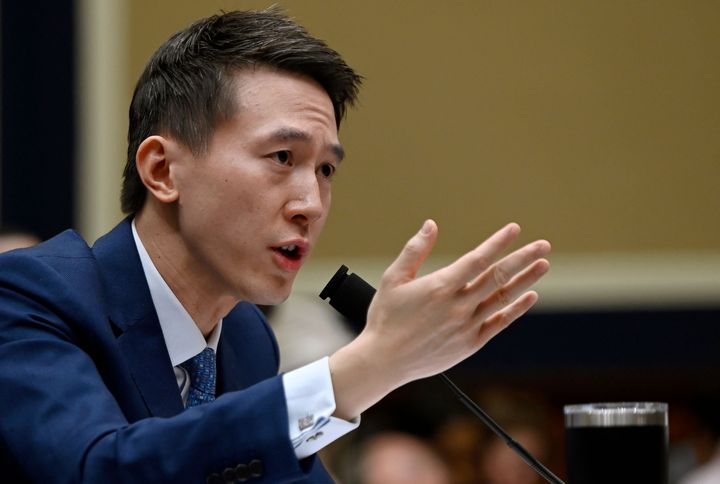 TikTok CEO Shou Zi Chew testifies before the House Energy and Commerce Committee during a hearing on the popular app's data security and user safety on Capitol Hill Thursday.
