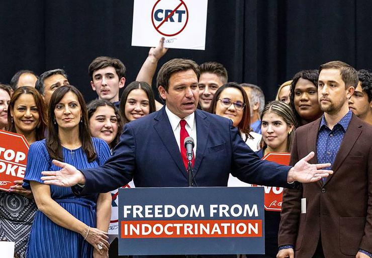 Florida Gov. Ron DeSantis signed HB 7, known as the Stop Woke bill, in Hialeah Gardens, Florida, on April 22, 2022.