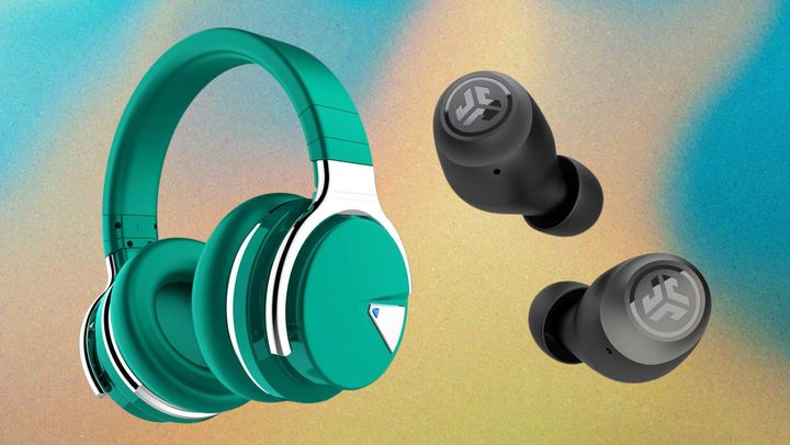 Cowin noise-cancelling over-ear headphones and JLab wireless earbuds