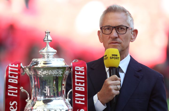 Gary Lineker presenting coverage of the FA Cup semi-final last year