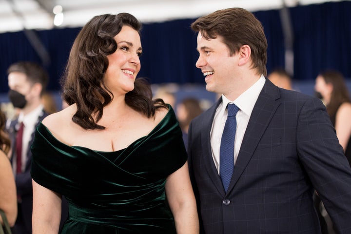 Melanie Lynskey and Jason Ritter arrive at the 2022 Screen Actors Guild Awards in Santa Monica, California.