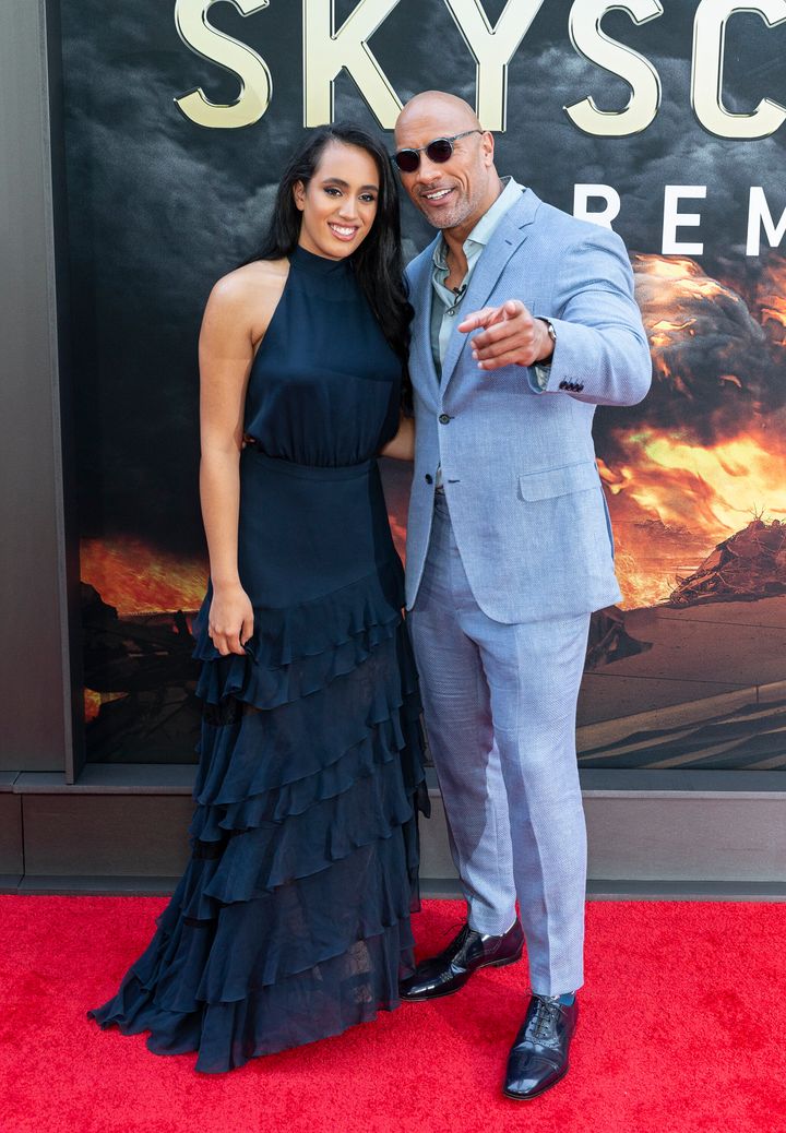 Simone Johnson and Dwayne Johnson at the premiere of "Skyscraper" in July 2018 in New York City.