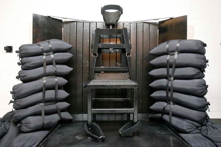 FILE - A chair sits in the execution chamber at the Utah State Prison on June 18, 2010, after Ronnie Lee Gardner was executed by firing squad in Draper, Utah. Idaho lawmakers passed a bill on March 20, 2023, that would authorize the use of firing squads if the state is unable to obtain drugs required for its lethal injection program. The bill will head to the desk of Idaho Gov. Brad Little next. (Trent Nelson/The Salt Lake Tribune via AP, Pool, File)