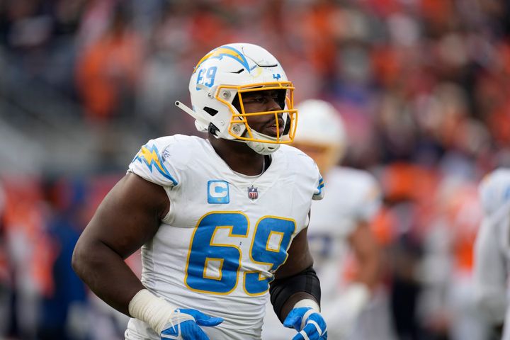 Los Angeles Chargers defensive tackle Sebastian Joseph-Day plays Sunday, Jan. 8, 2023, in Denver. 