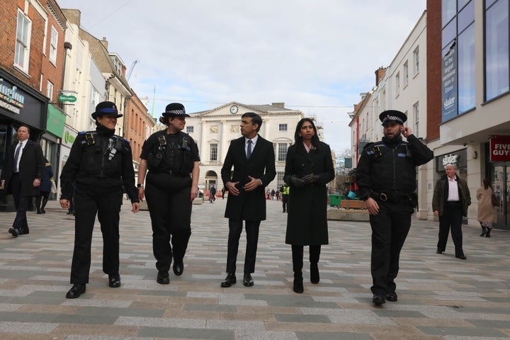 Rishi Sunak and Suella Braverman in Chelmsford High Street.