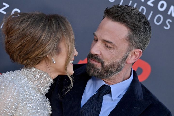 Jennifer Lopez and Ben Affleck at the premiere of "Air" on March 27, 2023 in Los Angeles, California.