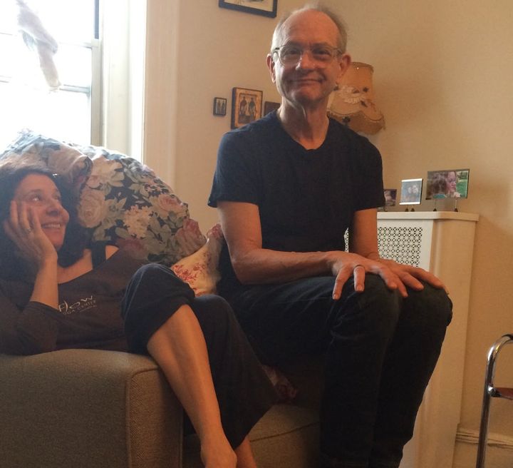 The author with Laura in December 2019. "This was after finishing six months of chemo," he writes.