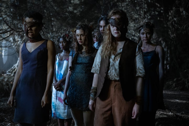 Trusting the unique compulsions of the characters could help the "Yellowjackets" narrative soar. Left to right: teen Taissa (Jasmin Savoy Brown), Akilah (Keeya King), Shauna (Nélisse), Lottie (Courtney Eaton), Van (Liv Hewson) and Mari (Alexa Barajas).