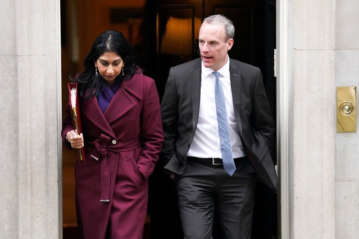 Dominic Raab with home secretary Suella Braverman.