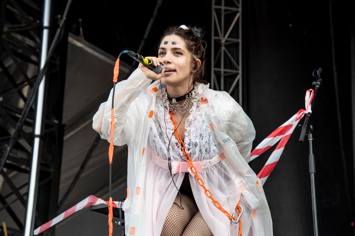 Nadezhda Tolokonnikova of Pussy Riot performs at the Sonic Temple Art and Music Festival at Mapfre Stadium on Friday, May 17, 2019, in Columbus, Ohio. (Photo by Amy Harris/Invision/AP)