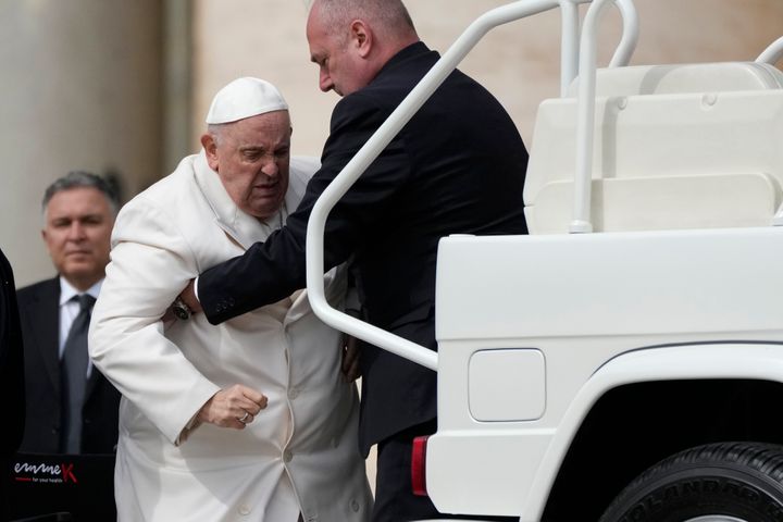 Pope Francis went to a Rome hospital on Wednesday and canceled his audiences for the next two days to undergo previously scheduled tests, the Vatican said.(AP Photo/Alessandra Tarantino)
