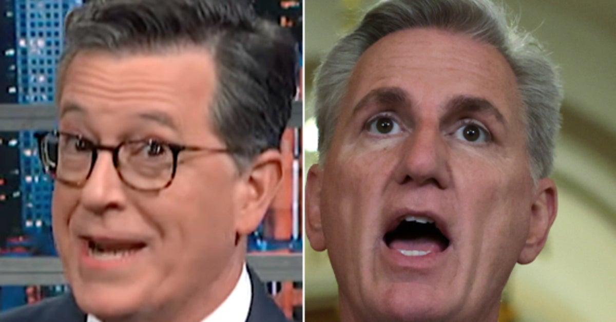 NextImg:Stephen Colbert Busts Kevin McCarthy For 'Dumb' Move In Standoff With Biden