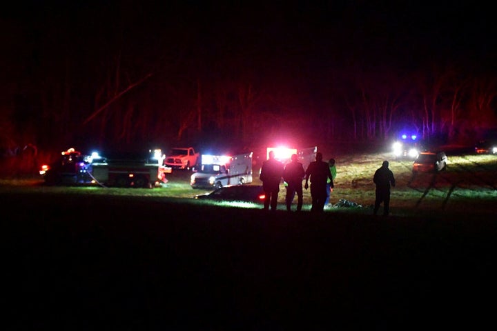 A general view of the site after helicopters crashed in Trigg County, Kentucky, on March 29, 2023. 