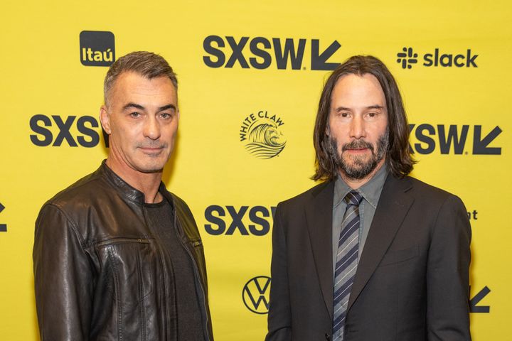 Director Chad Stahelski and Keanu Reeves at a screening of “John Wick: Chapter 4” at the 2023 SXSW Conference and Festival on March 13, 2023 in Austin, Texas. 