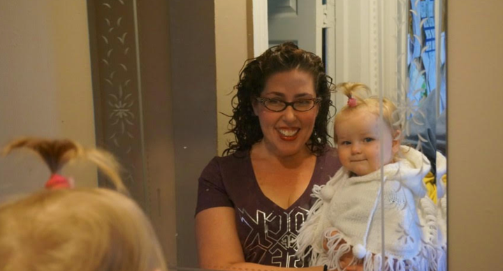 The author and her daughter, Miriam Phoenix, in 2013. "We're admiring her knit poncho and blonde fountain hairstyle in our New Jersey apartment," she writes.