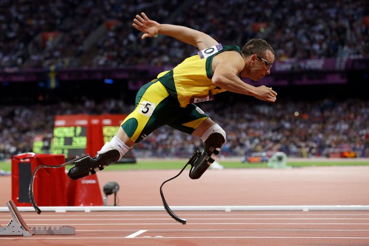 South Africa's Oscar Pistorius starts in the men's 400-meter semifinal at the 2012 Summer Olympics in London.