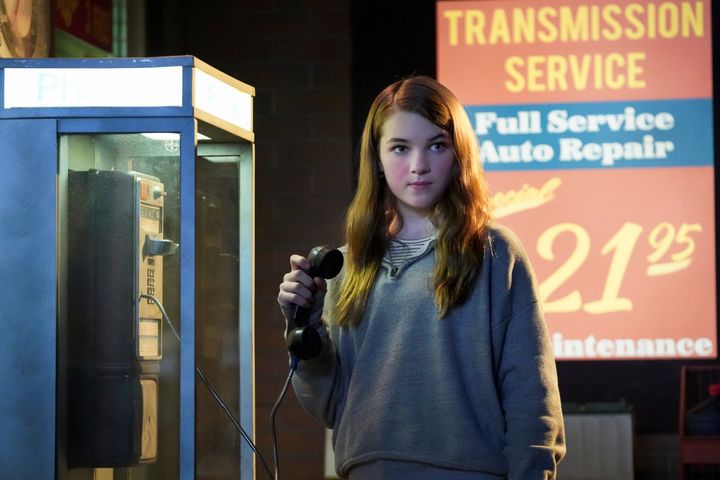 Revord in a scene from Thursday's "Young "Sheldon" where she steals her dad's truck and runs away.