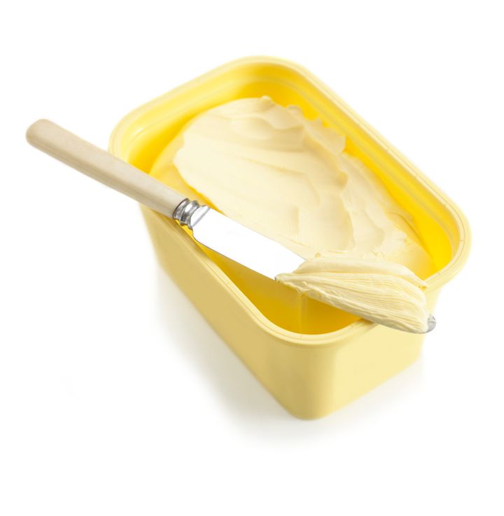 Keep an eye on the label of your tub of margarine and avoid any that contain trans fats.