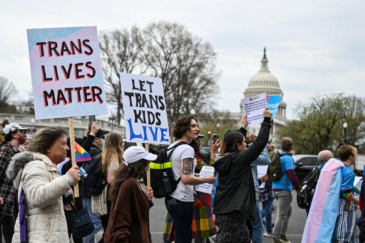 Supporters of LGBTQA+ rights march from Union Station toward Capitol Hill on Friday.