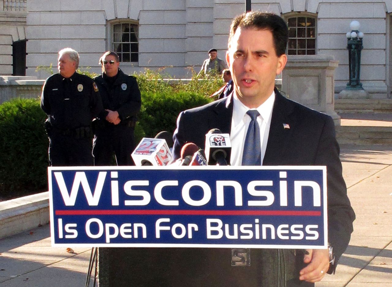 Former Wisconsin Gov. Scott Walker (R), seen here in 2010, transformed Wisconsin politics, not least by drafting legislative and congressional maps favorable to the GOP.