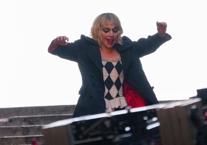 Lady Gaga pictured on the set of Folie A Deux earlier this week