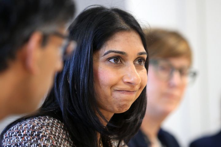 Suella Braverman during a meeting of the Grooming Gang Taskforce in Leeds this morning.