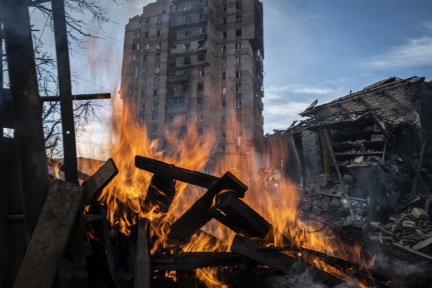 ロシアに攻撃されたコンスタンチノフカの様子=2023年4月2日、ウクライナ