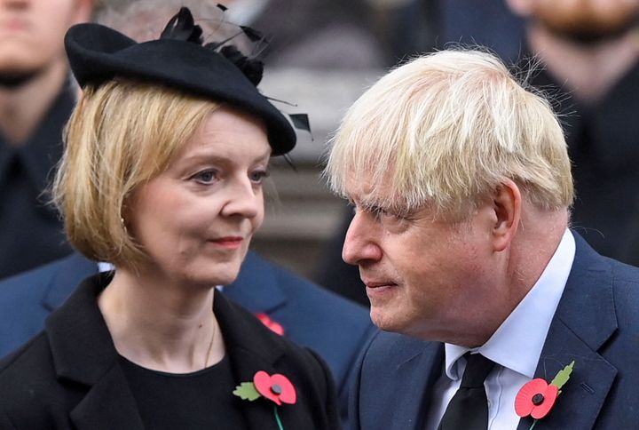Former prime ministers Liz Truss and Boris Johnson.