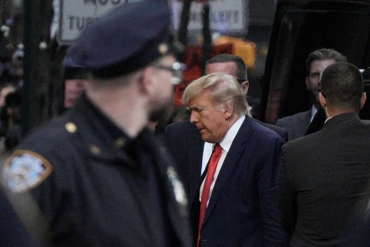 Donald Trump arrives at Trump Tower after his indictment by a Manhattan grand jury following a probe into hush money paid to porn star Stormy Daniels, in New York city.