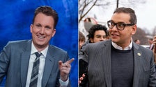 Jordan Klepper Heckles George Santos About Volleyball At Trump Arraignment