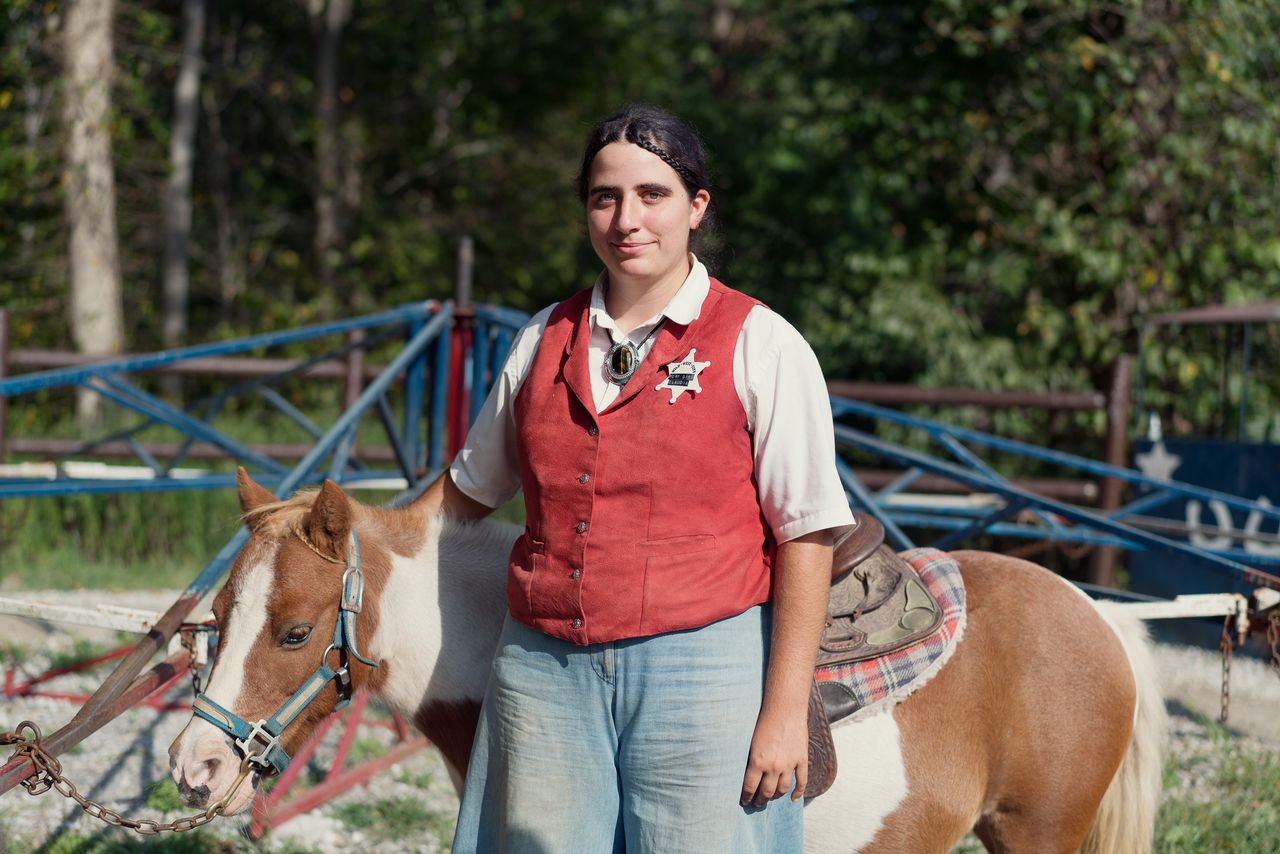Claudia Butz Fiscina, at the Wild West City pony rides. Her entire family works at the park and lives on a farm nearby Whitehouse Station, New Jersey.