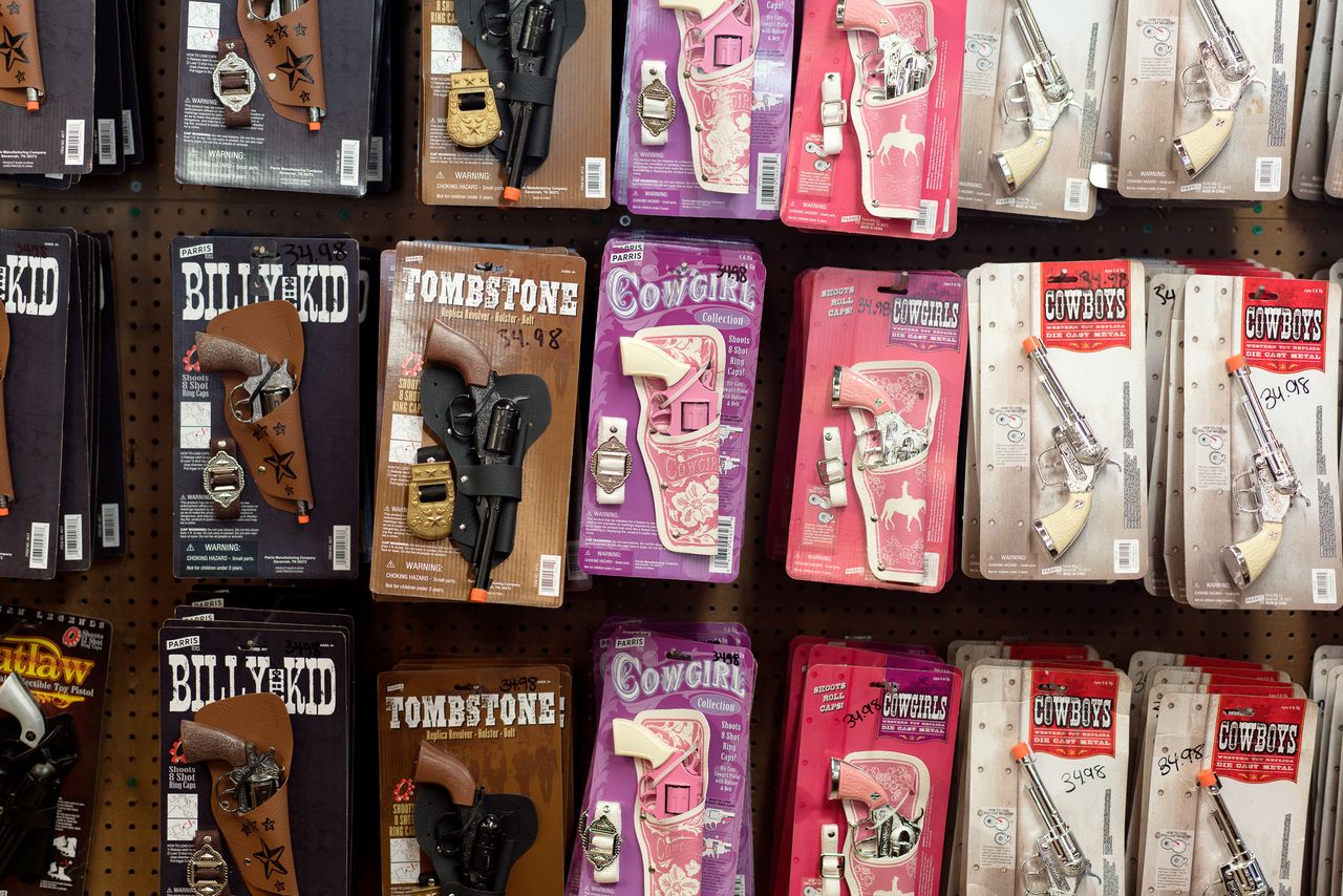 Toy guns for sale in the Wild West City gift shop.
