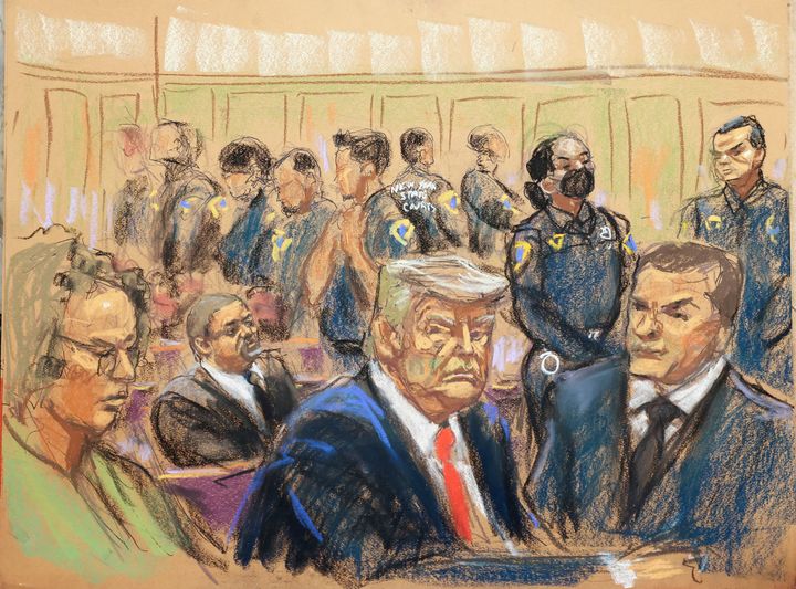 A courtroom sketch from Tuesday's hearing.