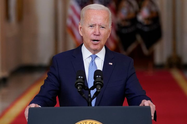 FILE - President Joe Biden speaks about the end of the war in Afghanistan from the State Dining Room of the White House, Aug. 31, 2021, in Washington.
